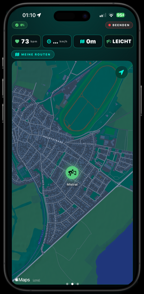 CARLON Equine — GPS-Karte der Ausreit-Route