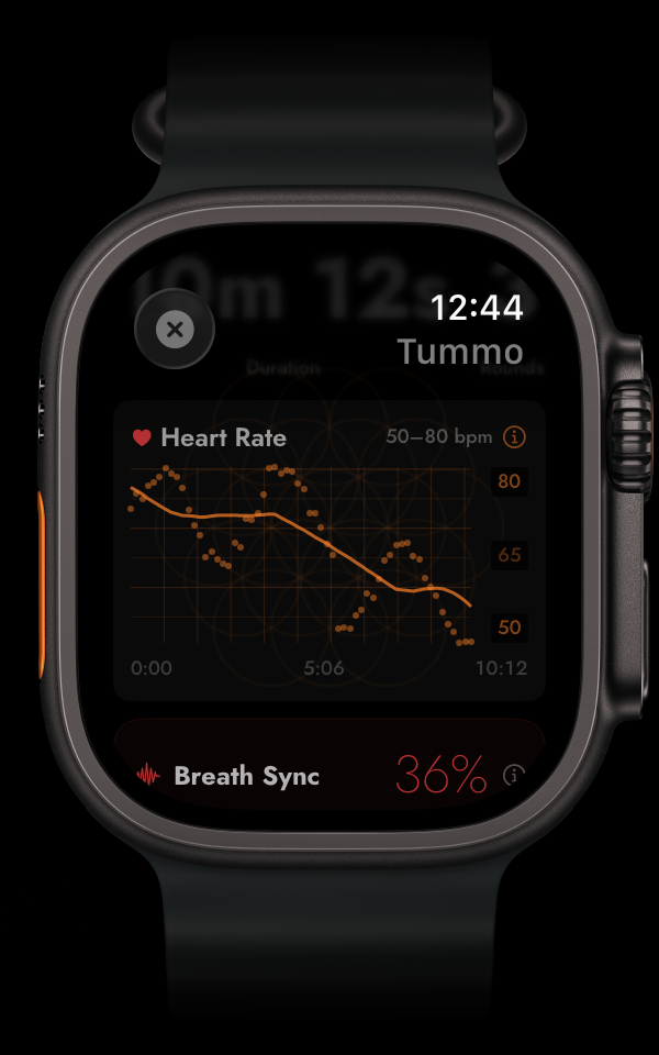 Watch — heart rate curve during Tummo session