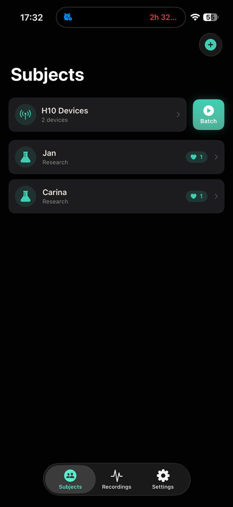 CARLON Research — Subjects & H10 device roster